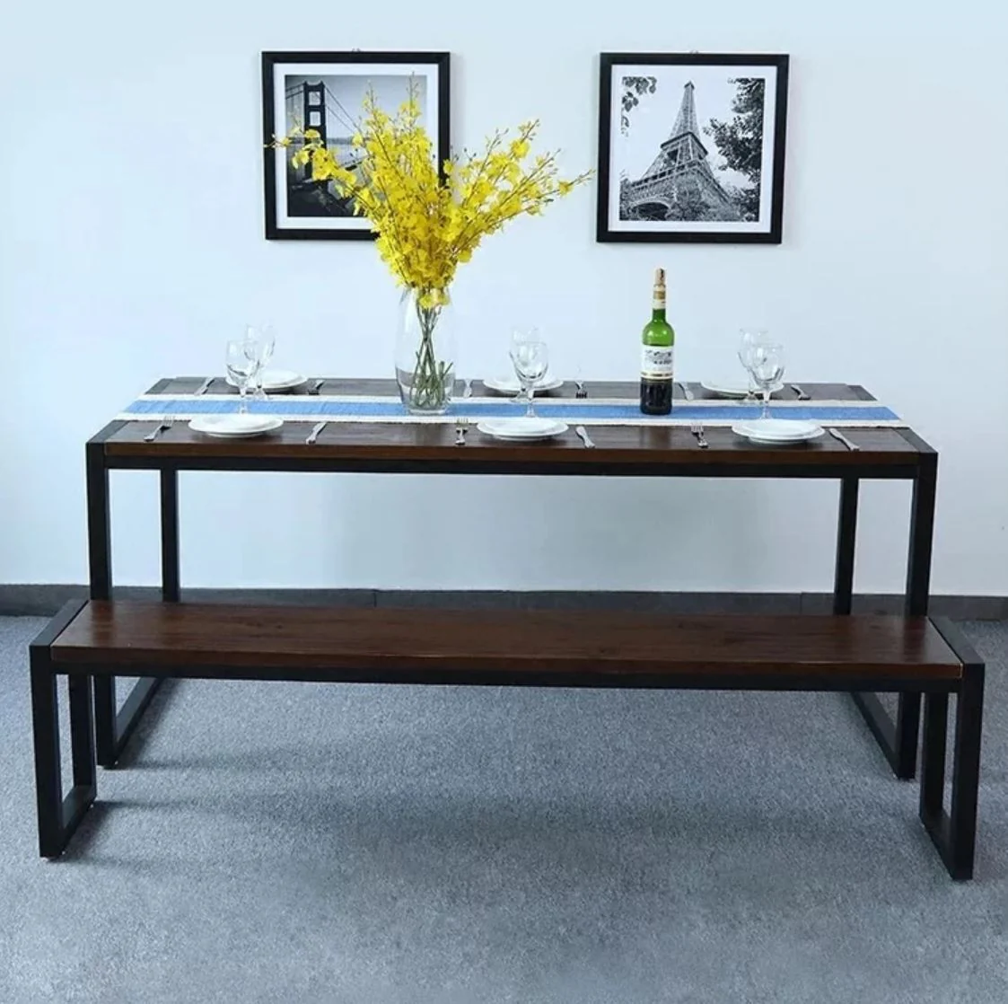 VERA Rustic Ultra Slim Wooden Elegant Dining Table - Image 3