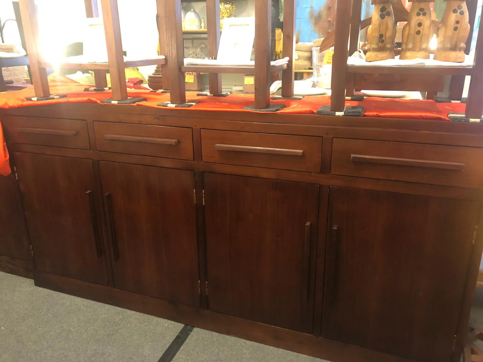 Venice Solid Wood Timber 4 Door 4 Drawer Buffet Table, 180cm, Teak