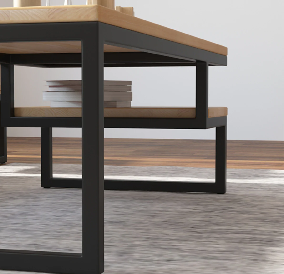 VIOLET Rustic Industrial Solid Pine Wood Coffee Table - Image 6