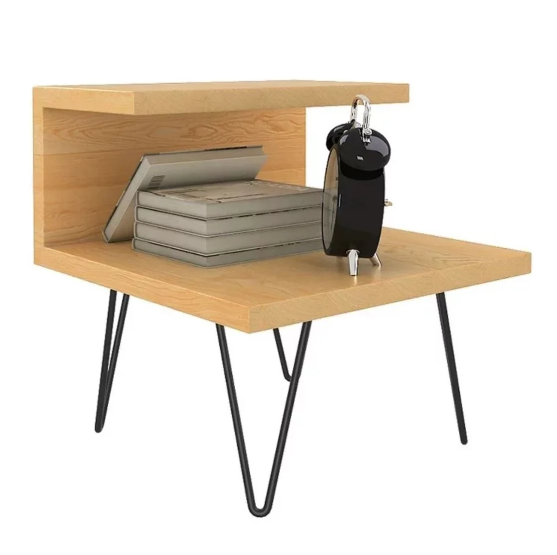 ARIEL Modern Industrial Solid Wood Bedside Table - Image 4